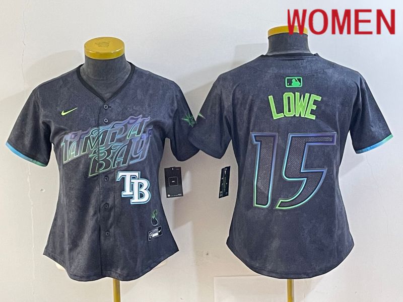 Women Tampa Bay Rays #15 Lowe Black City Edition Nike 2024 MLB Jersey style 5